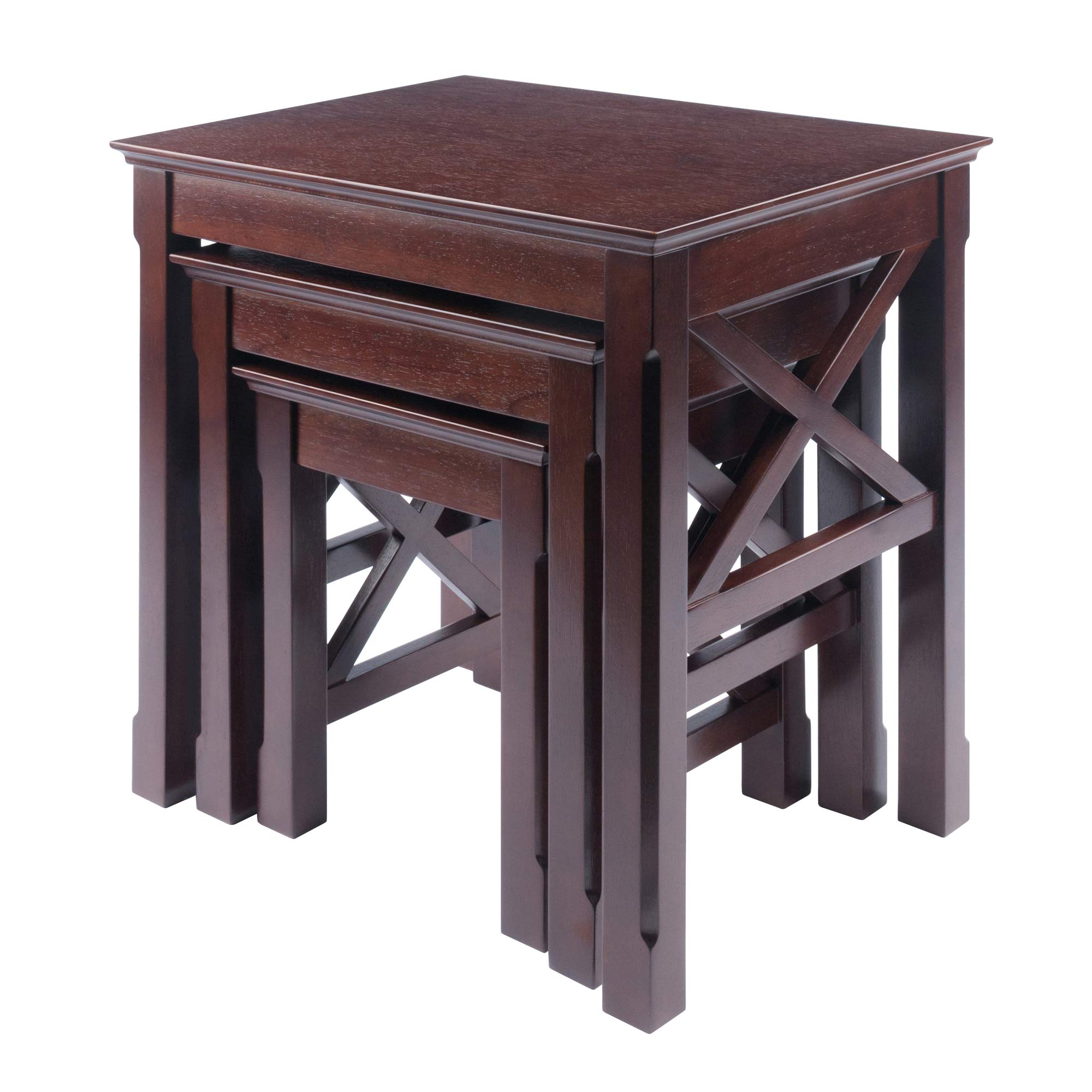 Winsome Xola Cappuccino Nesting Tables - Set of 3 Stackable End Tables for Living Room, Bedroom, or Office - Space Saving Modern Coffee Side Tables with Sturdy Wooden Frame