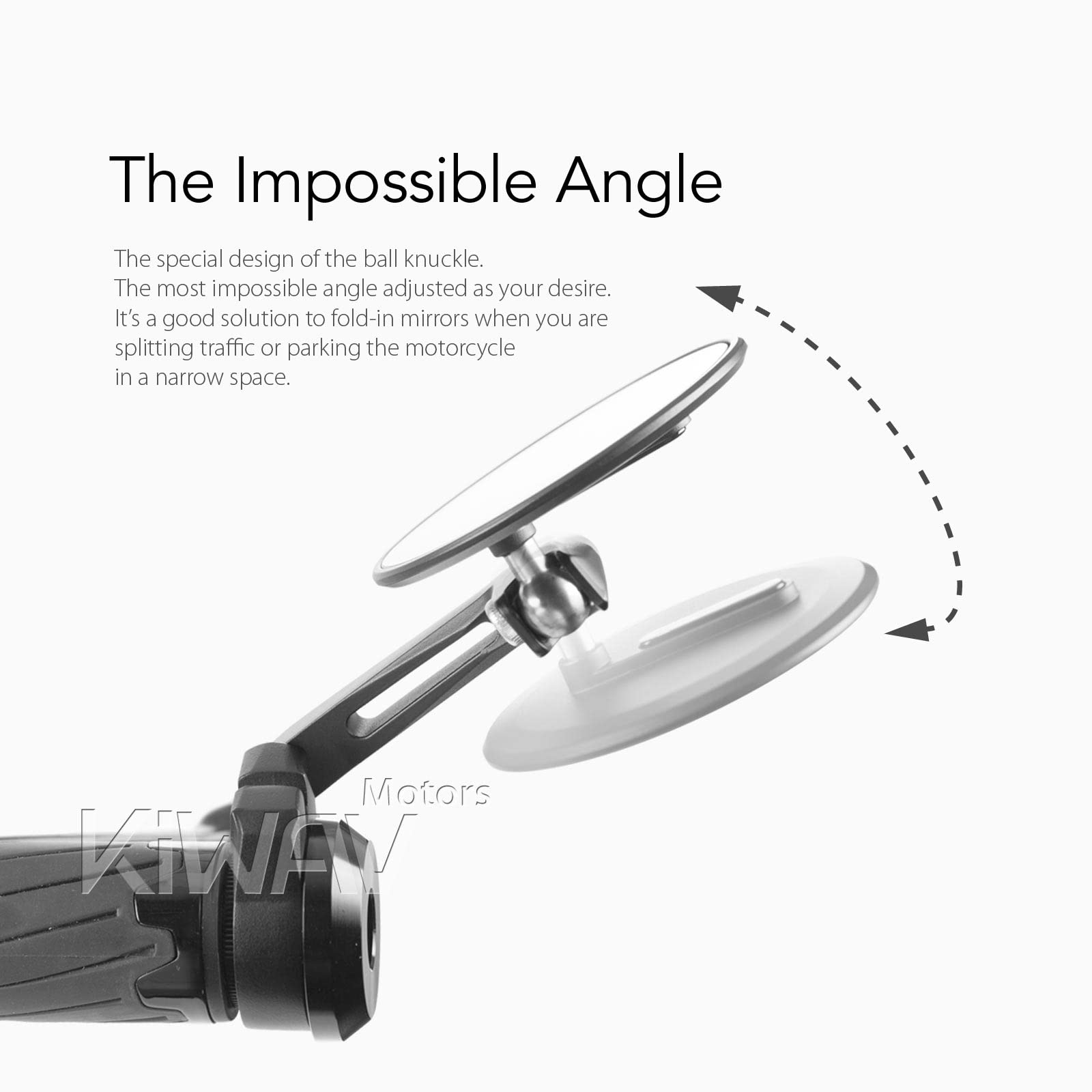 KiWAV Black Motorcycle Bar End Mirrors - Universal M8 Threaded Handlebar Compatible for Harley, Honda, Yamaha - Enhance Safety & Style for Street Bikes & Cruisers