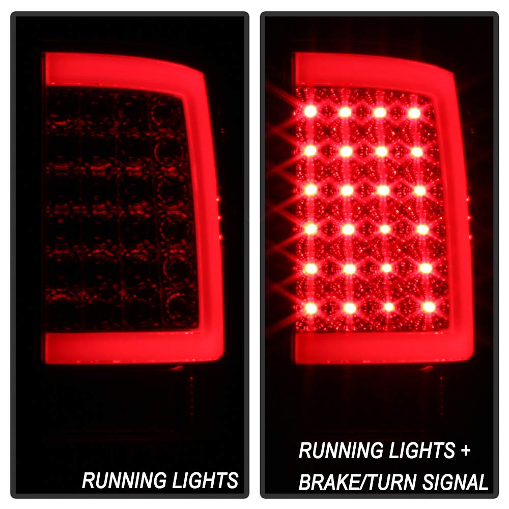 ACANII Red Clear LED Tube Tail Lights Brake Lamps Set for 2009-2018 Dodge Ram 1500/2500/3500 - Exotic Red V2 - Upgrade Your Truck's Style & Night Visibility for Off-Road & Daily Driving
