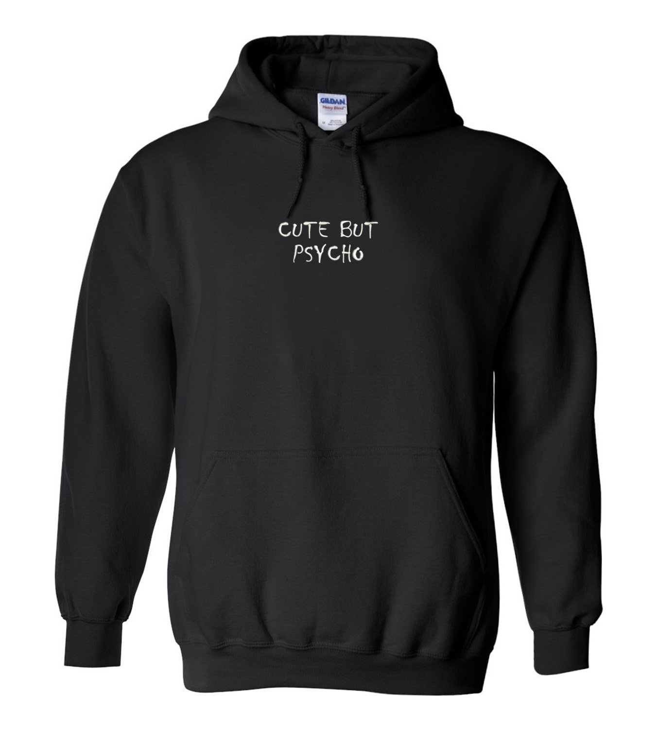 Trendy Apparel Shop Cute But Psycho Embroidered Heavy Blend Hoodie - Stylish Unisex Pullover for Streetwear, Casual Outfits & Fall Fashion