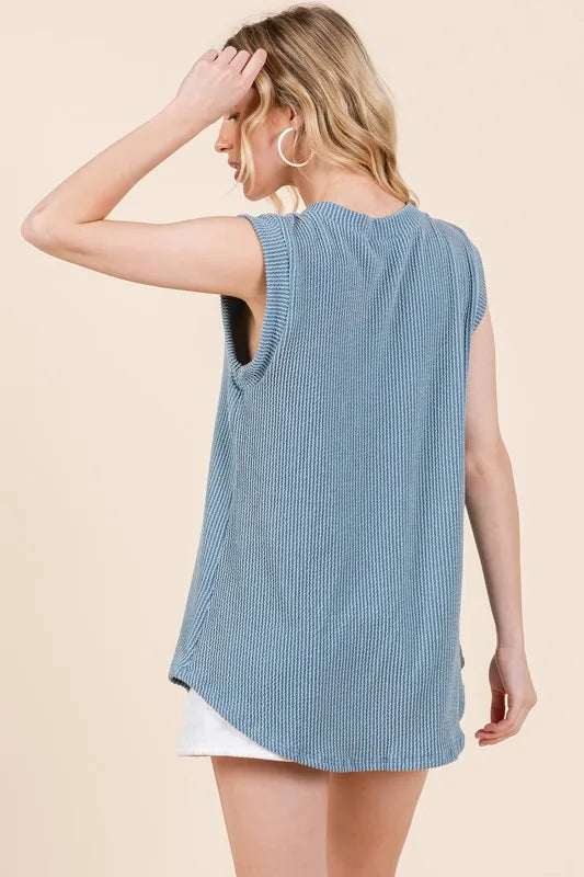 BOMBOM Rib Knit V Neck Tank Top for Women - Soft Stretch Casual Sleeveless Shirt - Perfect for Layering, Summer Outfits, and Everyday Wear
