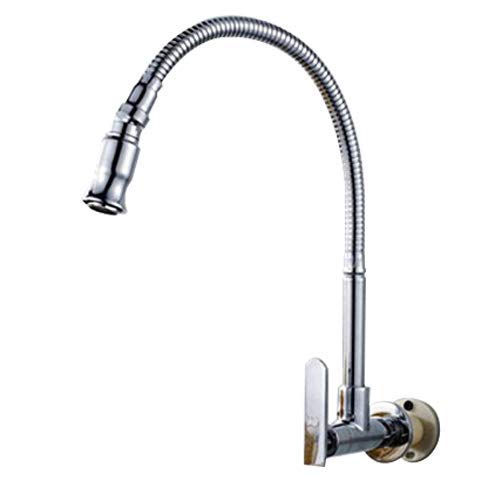 360° Swivel Pull Down Kitchen Faucet - Single Handle Chrome Finish with Flexible Hose for Bathroom & Vessel Sink - Wall Mount or Deck Mount - Perfect for Modern Kitchen Renovation & Small Space Bathrooms