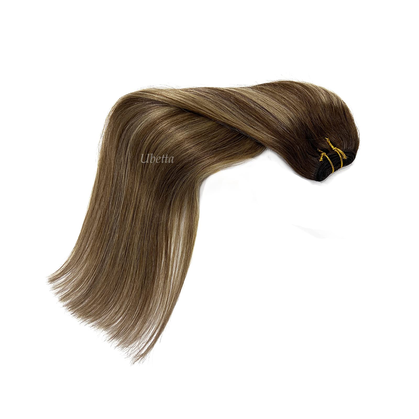 16 Inch 100G Hand Tied Weft Sew In Hair Extensions - Real Human Hair with Balayage Brown & Blonde Highlights for Women | Perfect for Volume Boost, Styling & Special Occasions