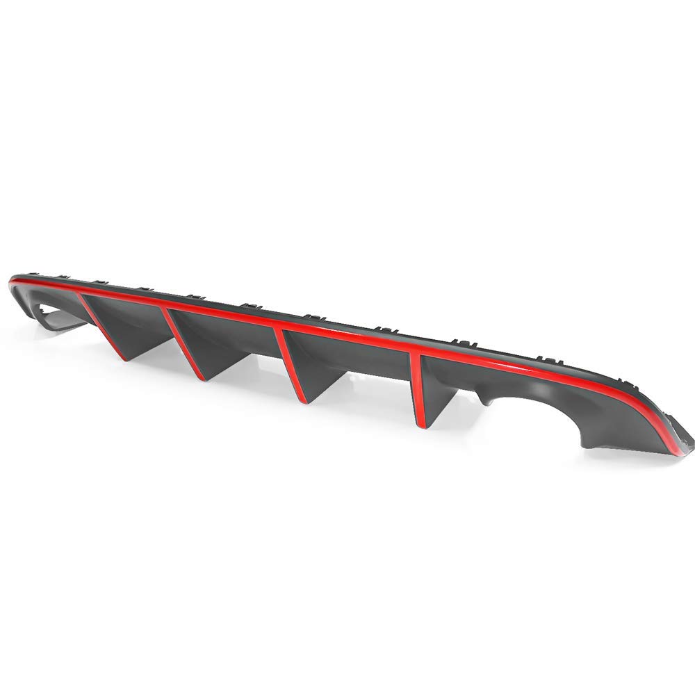 IKON MOTORSPORTS Front Bumper Lip Spoiler & Rear Diffuser Kit for 2015-2023 Dodge Charger SRT | Factory Style Design with Red Reflective Tape | Aggressive Styling Upgrade for Street & Track Performance
