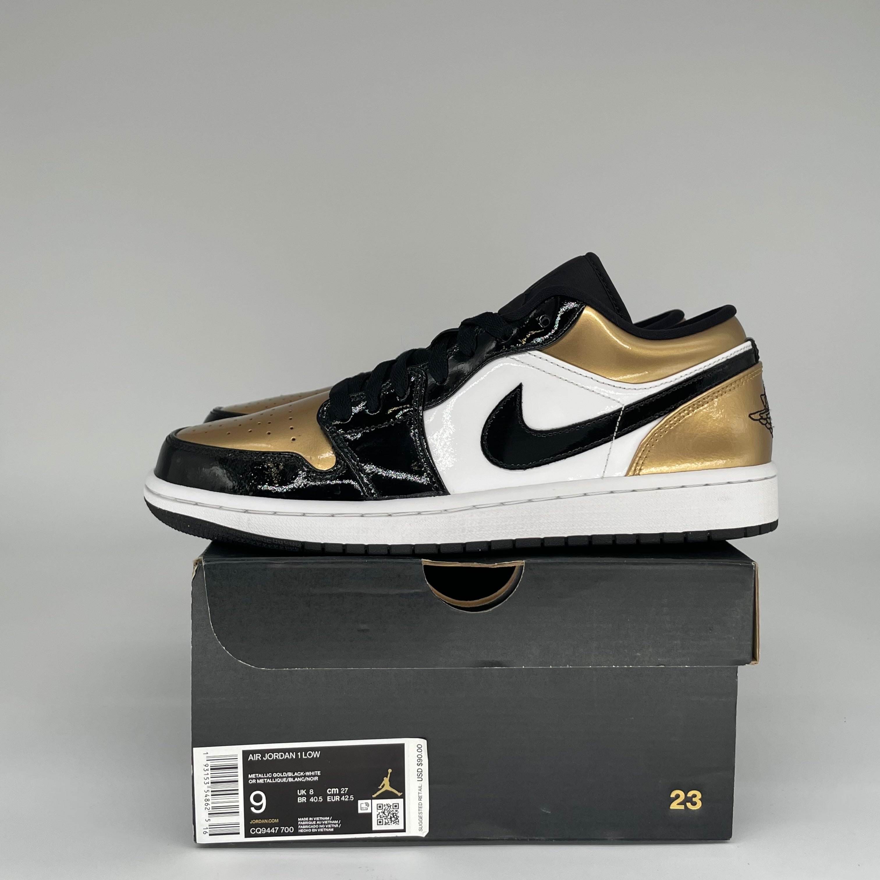 AIR JORDAN 1 LOW GOLD TOE Men's Basketball Shoes - Size 9 (CQ9447-700) | Retro Sneakers for Streetwear & Casual Outfits