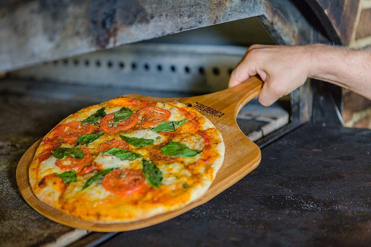 Premium Bamboo Pizza Peel & Baking Paddle - Natural Wooden Board for Pizza, Bread, Fruits & Vegetables - Large Lightweight Cutting Board with Handle - Perfect for Home Kitchens, Ovens & Outdoor Cooking