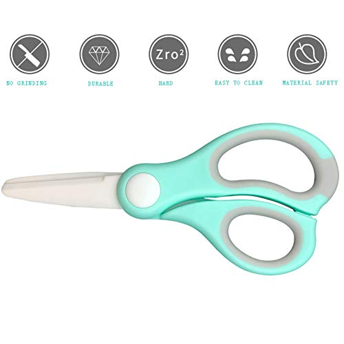 BPA-Free Ceramic Baby Food Scissors - Portable & Safe Infant Feeding Tool with Storage Box & Dust Cover (Green) | Perfect for Cutting Fruits, Vegetables & Soft Foods for Toddlers