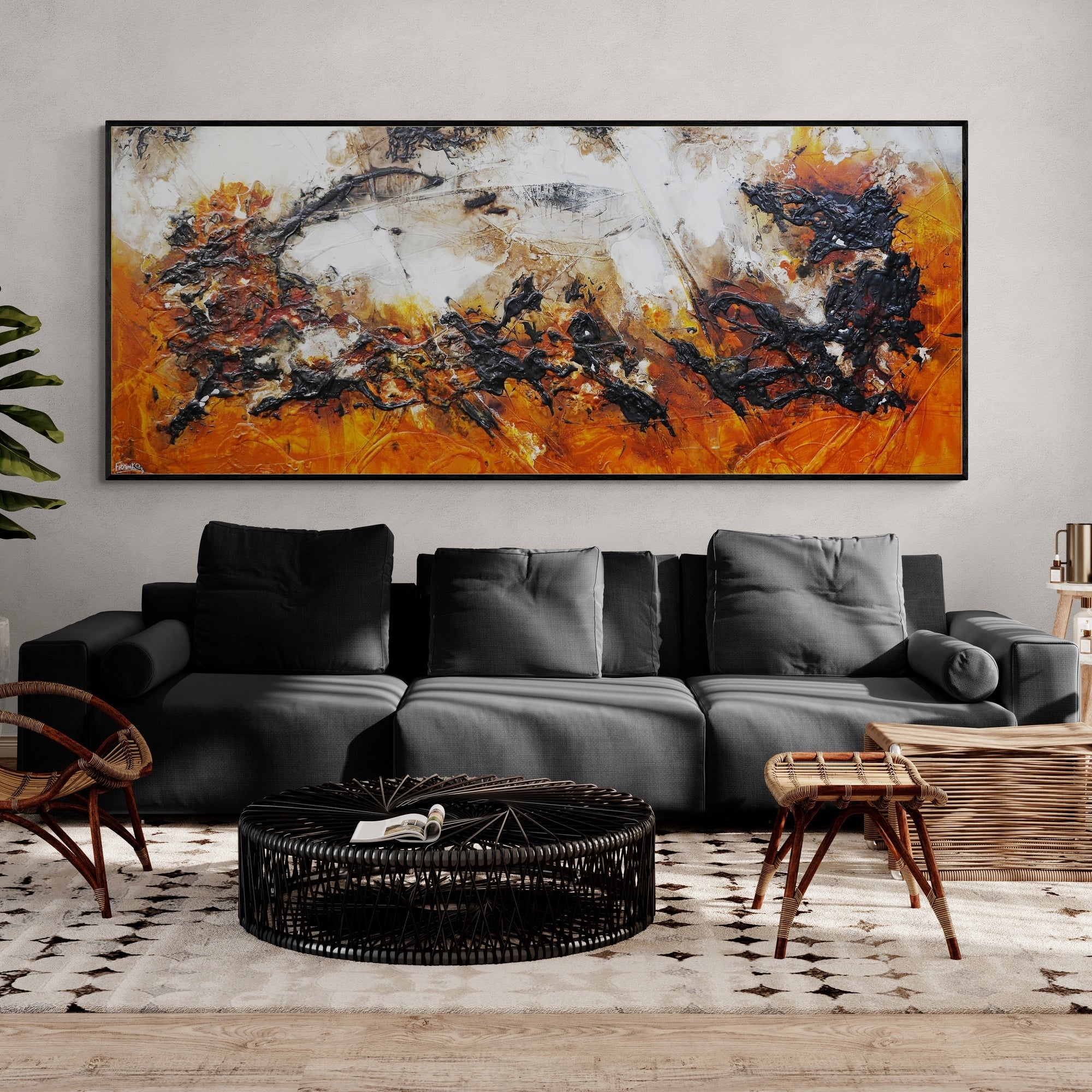 240cm x 100cm Textured Abstract Wall Art Painting - Modern Home Decor for Living Room, Bedroom & Office | Craving Sienna Collection