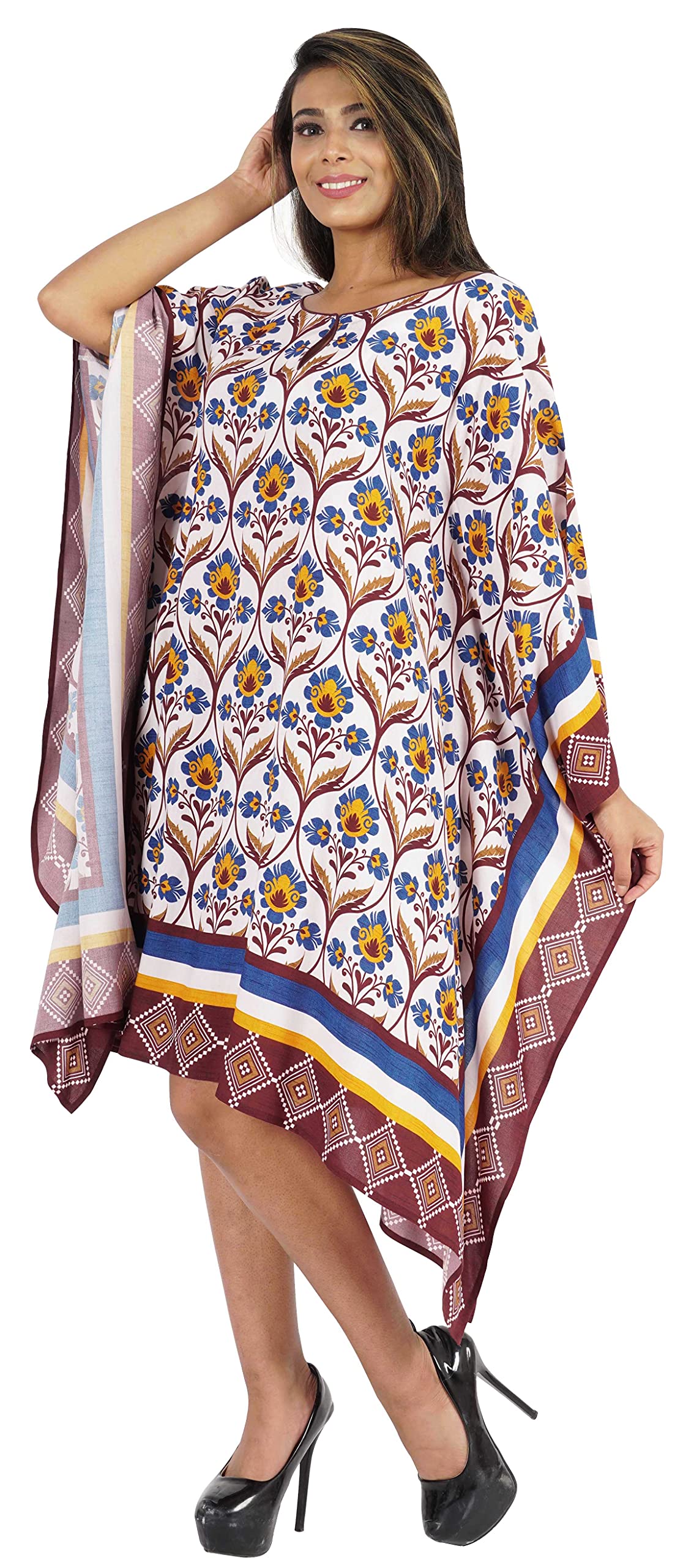 Women's Moomaya Loose Beach Kaftan Dress - Casual Caftan Swimsuit Cover Up for Summer Vacation, Pool Party & Boho Outfit