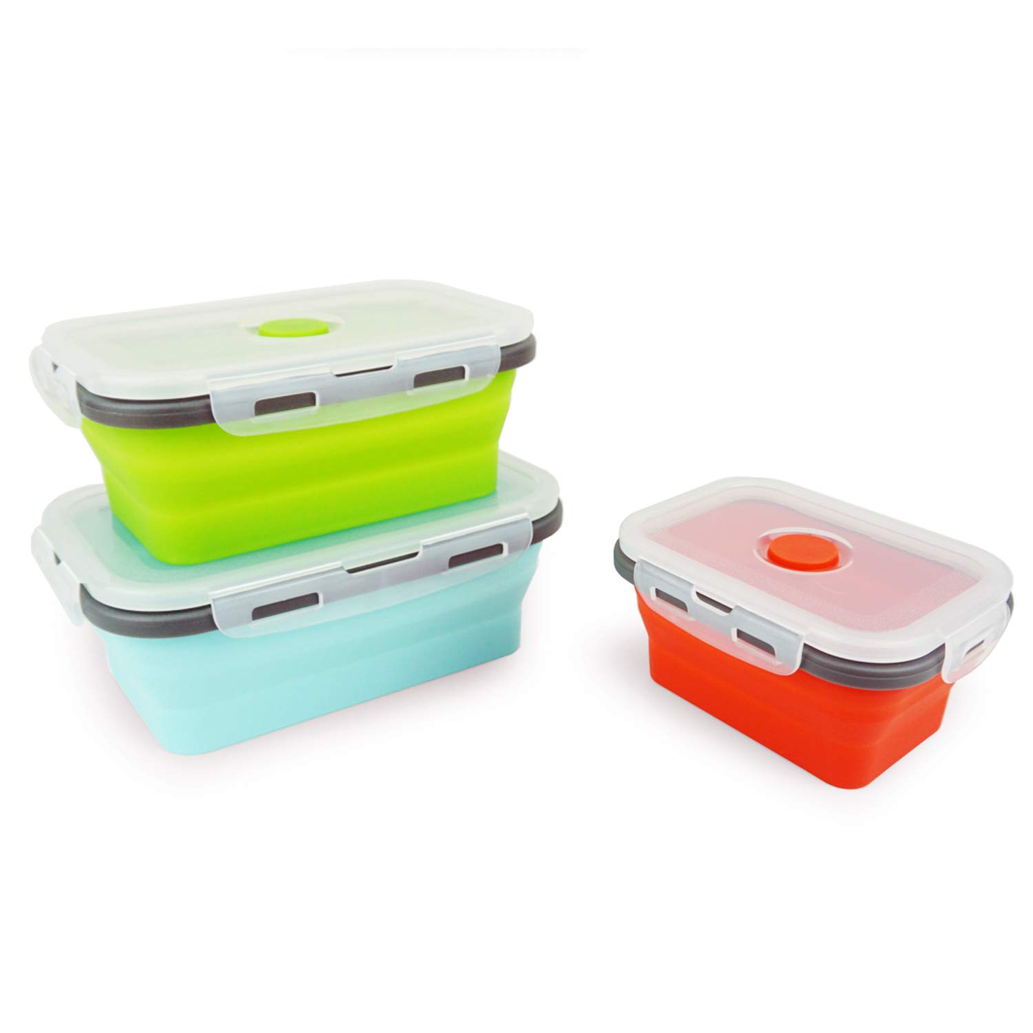 Eco-Friendly Reusable Silicone Food Storage Containers Set of 3 - Collapsible, Airtight Silicone Bowls for Meal Prep, Camping & Travel - Perfect for Picnics, Office Lunch & Outdoor Adventures