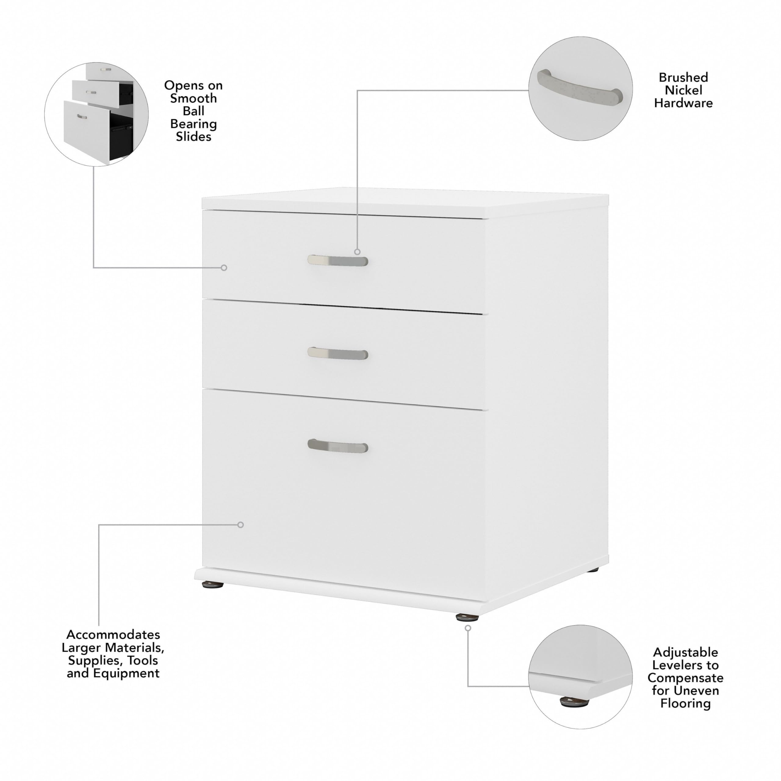 Bush Business Furniture Universal Laundry Room Storage Cabinet with Drawers - White | Organize Detergent, Cleaning Supplies & Household Items | Perfect for Laundry Rooms, Garages & Utility Spaces