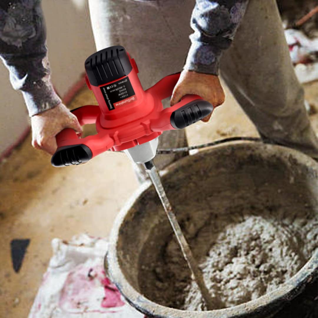 2100W Electric Handheld Concrete Cement Mixer & 1400W Metal Polisher - Professional Construction Tools for DIY Projects, Home Renovation, and Concrete Surface Finishing