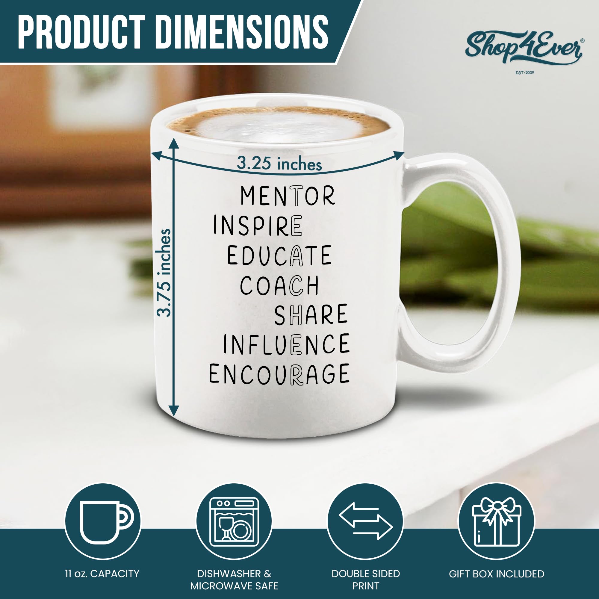 Shop4Ever 11 oz Inspirational Teacher Ceramic Coffee Mug - White Tea Cup for Teacher Appreciation Day Gift - Perfect for Classroom, Office & Home Use