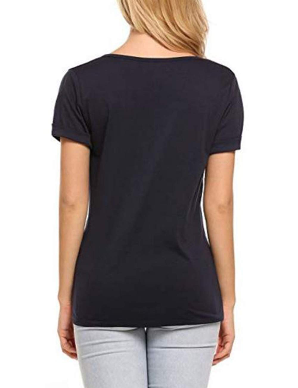 Women's Sexy Summer T-Shirts - Solid Deep V Neck Casual Tee Shirts, Short Sleeve Loose Basic Tank Tops for Beach, Party & Everyday Wear