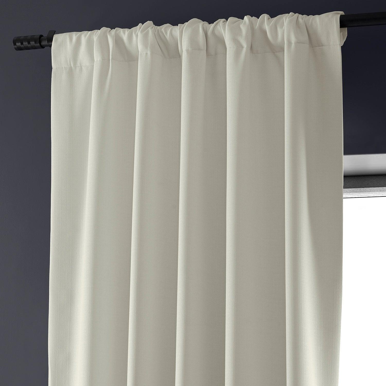 Off White Faux Linen Blackout Curtains for Bedroom - Thermal Insulated Room Darkening Drapes for Home, Hotel & Office Use
