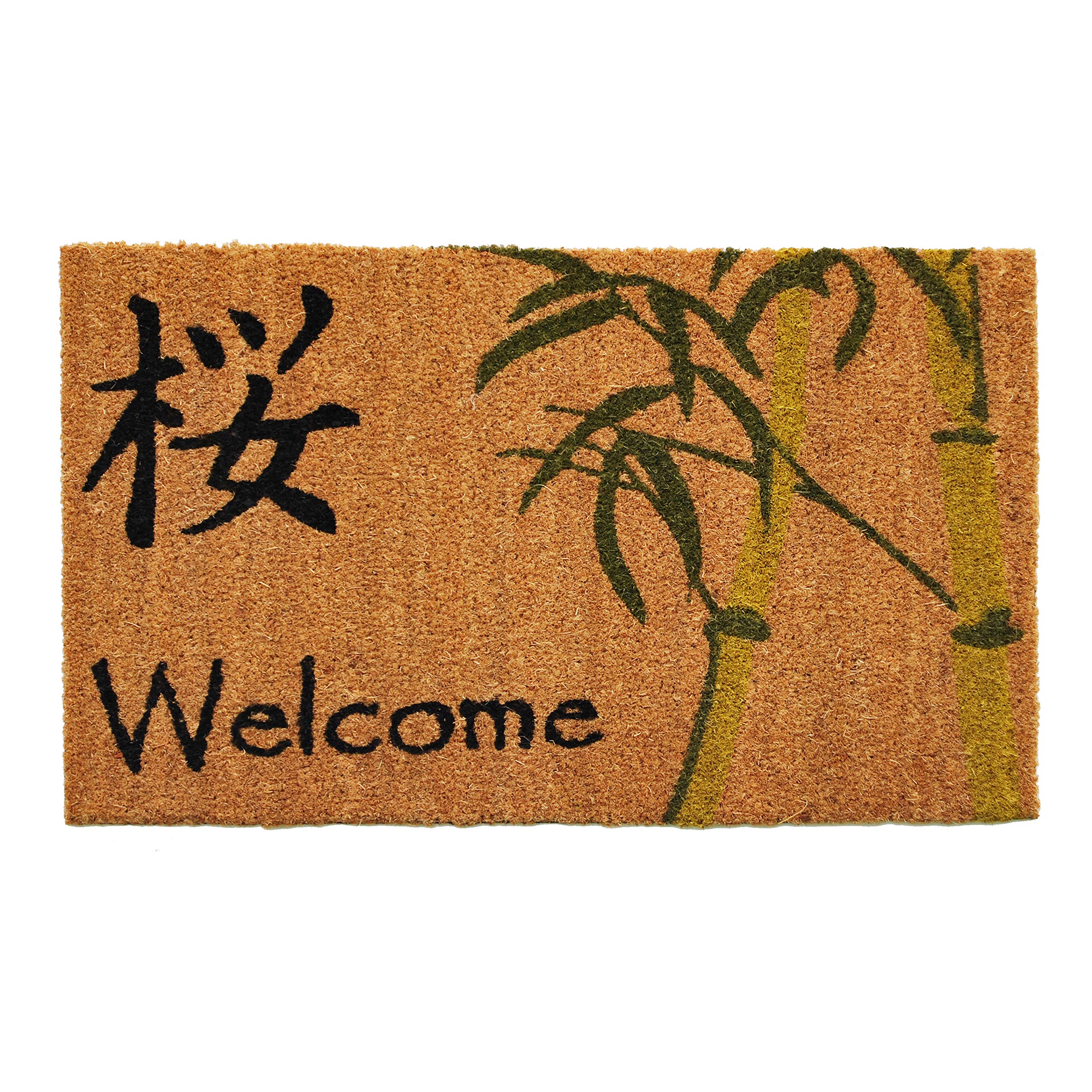 Calloway Mills Asian-Inspired Welcome Doormat - Non-Slip Coir Entrance Mat for Front Door Decor - Perfect for Home, Porch, and Apartment Entryway