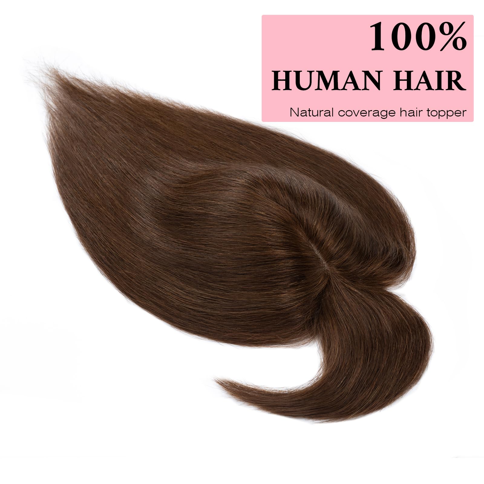 SEGO 100% Real Human Hair Toppers with Bangs - Silk Base 150% Density Clip-in Hairpiece (2.7”x5.1”) for Women with Thinning Hair | Hair Loss Solution & Gray Coverage | Perfect for Daily Wear, Special Occasions & Styling