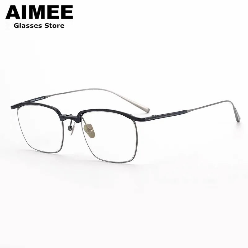 Stylish Unisex Square Titanium Acetate Eyeglasses 15185 - Lightweight & Durable Frame for Work, Reading & Everyday Wear