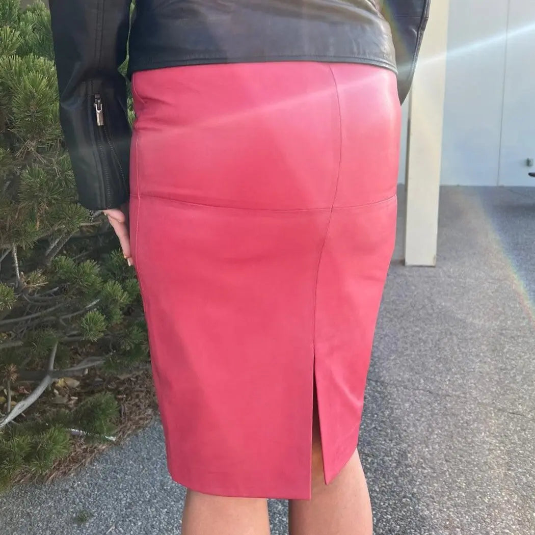 BOL Women's Dawn Leather Pencil Skirt - Slim Fit Mid-Length Office Skirt for Business & Cocktail Party Wear
