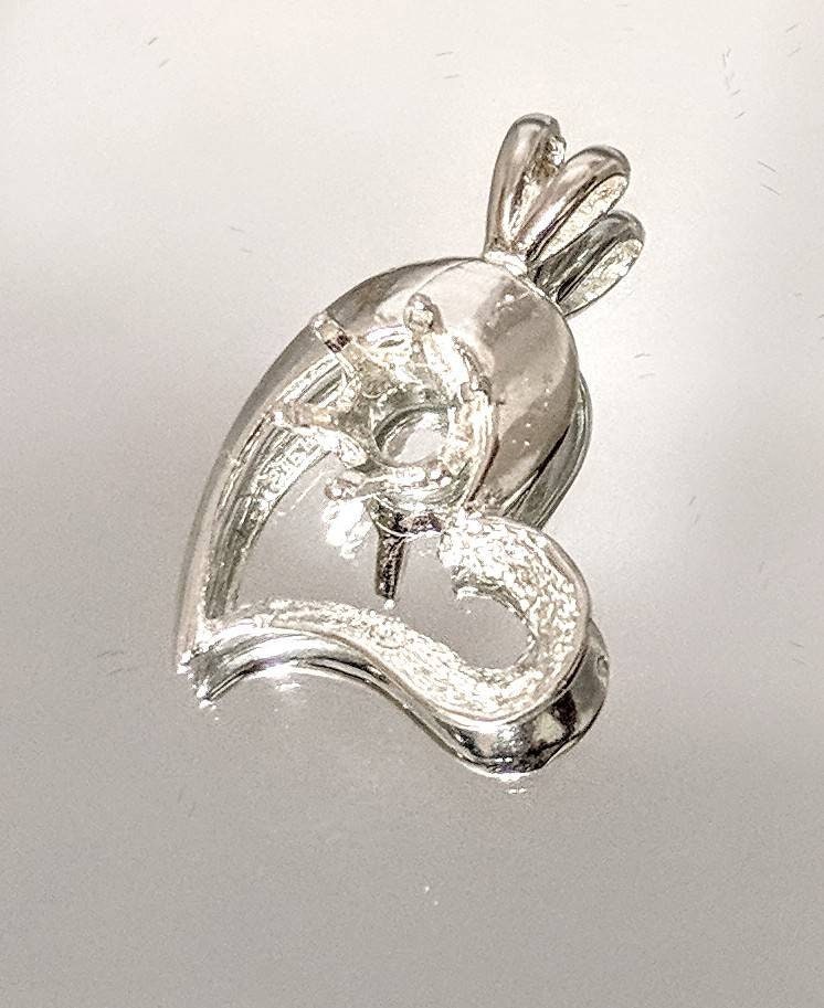 Solid Sterling Silver or 14K Gold 4mm/6mm Round Semi-Textured Heart Pendant Setting - Handmade in USA - Perfect for Necklaces, Bracelets & Jewelry Making