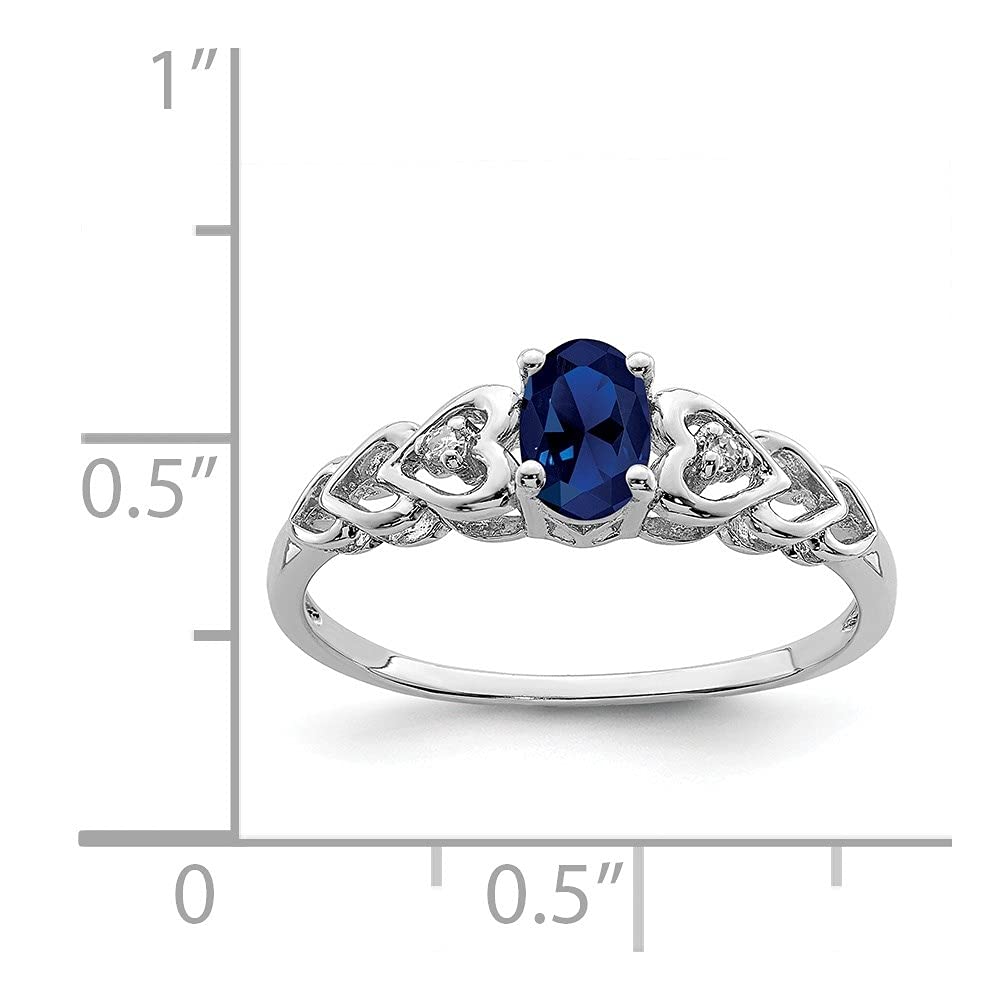 925 Sterling Silver Created Sapphire & Diamond Solitaire Ring for Women - Size 6 | Elegant Engagement, Wedding, Anniversary Gift | Dainty Everyday Jewelry for Special Occasions