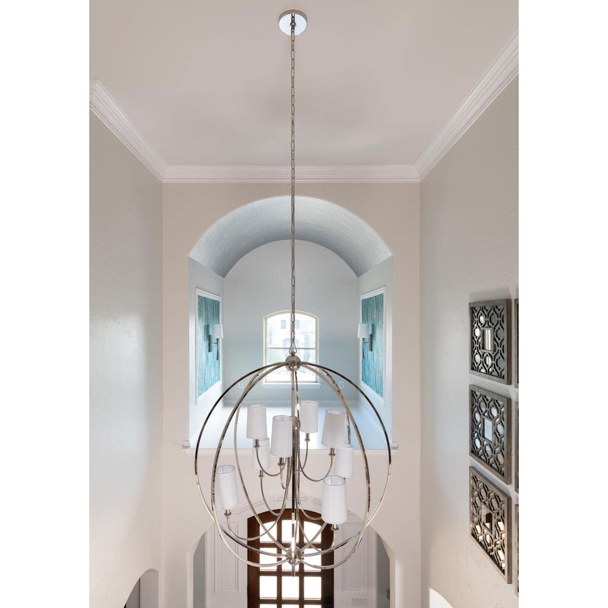 Stylish Crystorama Libby Langdon Sylvan 8-Light Polished Nickel Chandelier - Elegant Dining Room & Living Room Lighting Fixture for Modern Homes