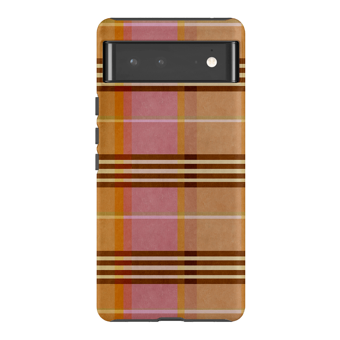 Peachy Plaid Phone Case for iPhone 15/14/13/12/11 Pro Max - Cute Tartan Pattern Protective Cover with Shockproof Design - Perfect for Everyday Use, Travel & Fashion Accessories