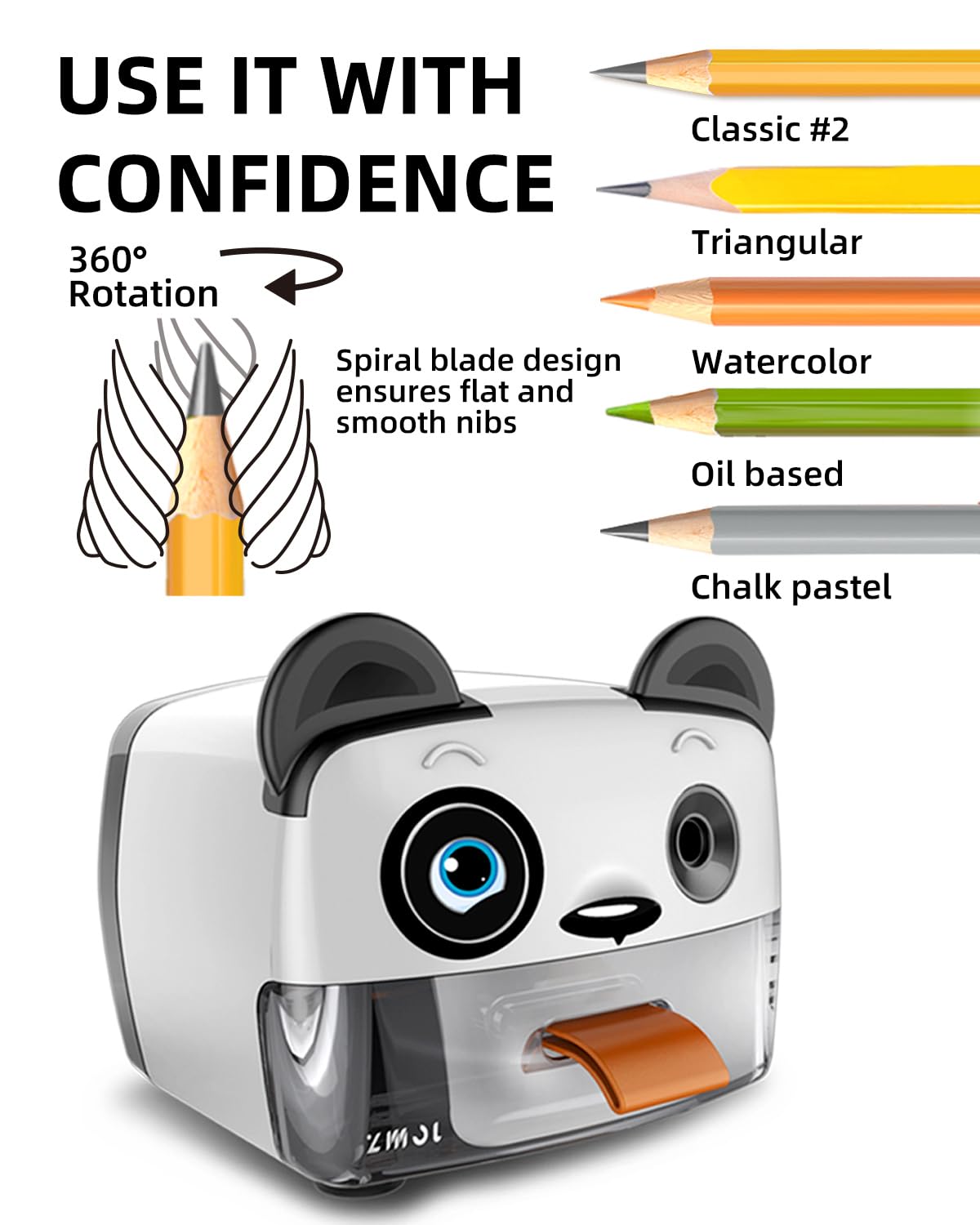 ZMOL Heavy Duty Electric Pencil Sharpener - Auto-Stop Safety Design for Classroom & Home Use, Works with No.2 & Colored Pencils - Perfect for Students, Teachers & Artists | School Supplies, Office & Crafting Essential