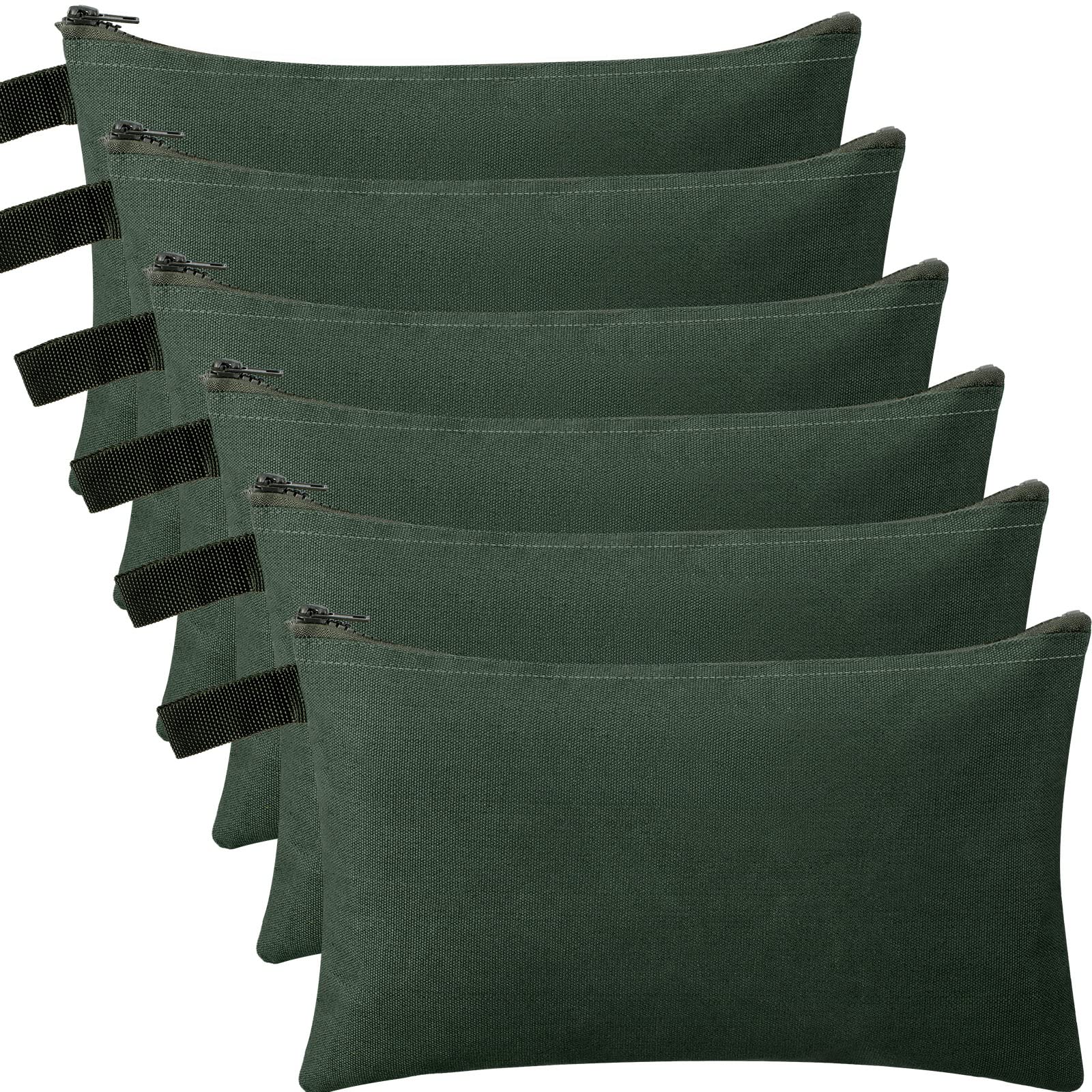 12-Piece Heavy Duty Canvas Tool Organizer Bags - 16oz Zippered Utility Pouches (11.8