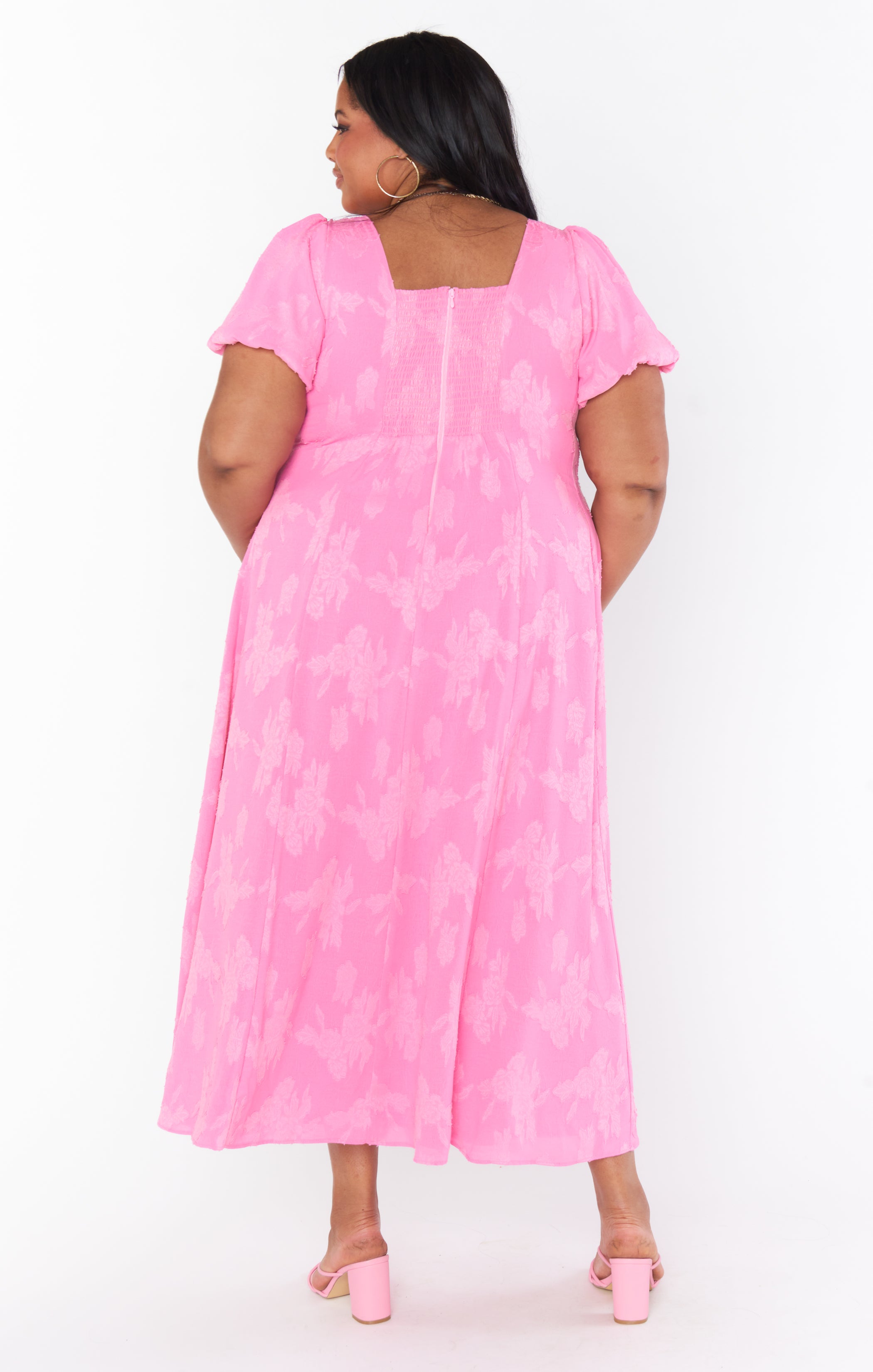 Mia Midi Dress Women's Floral Print Pink Clip Wrap Dress - Perfect for Summer Parties, Weddings & Date Nights
