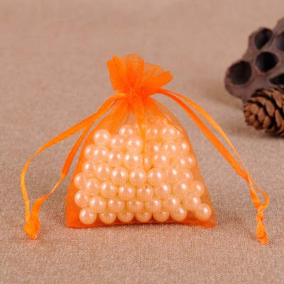 Cregg 100-Piece Organza Bags Set - 7x9cm, 9x12cm, 10x15cm, 13x18cm Jewelry Gift Pouches for Wedding Party Decorations - Drawstring Bags in Orange (13x18cm) - Perfect for Jewelry Packaging, Bridal Favors & Party Gift Bags