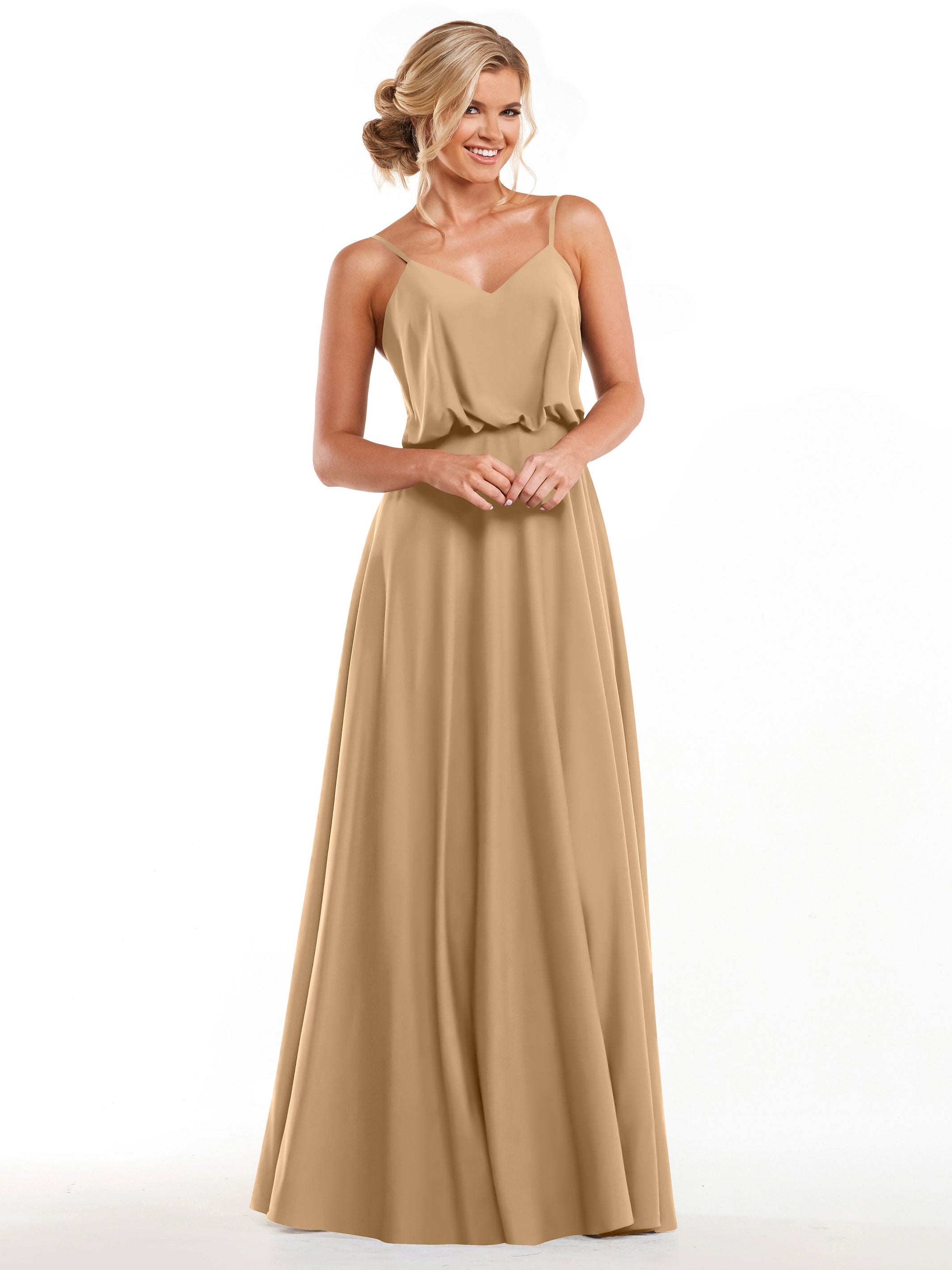 Elegant 83040 A-Line Bridesmaid Dress with Flowy Stretch Chiffon Skirt - Perfect for Weddings, Formal Events & Special Occasions