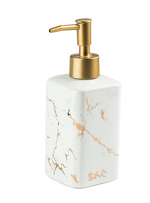 Ceramic Marble Soap Dispenser - Elegant Bathroom Accessory for Hand Soap & Lotion | Perfect for Home Decor, Housewarming & Birthday Gifts | Ideal for Kitchen, Bathroom & Guest Room Decor