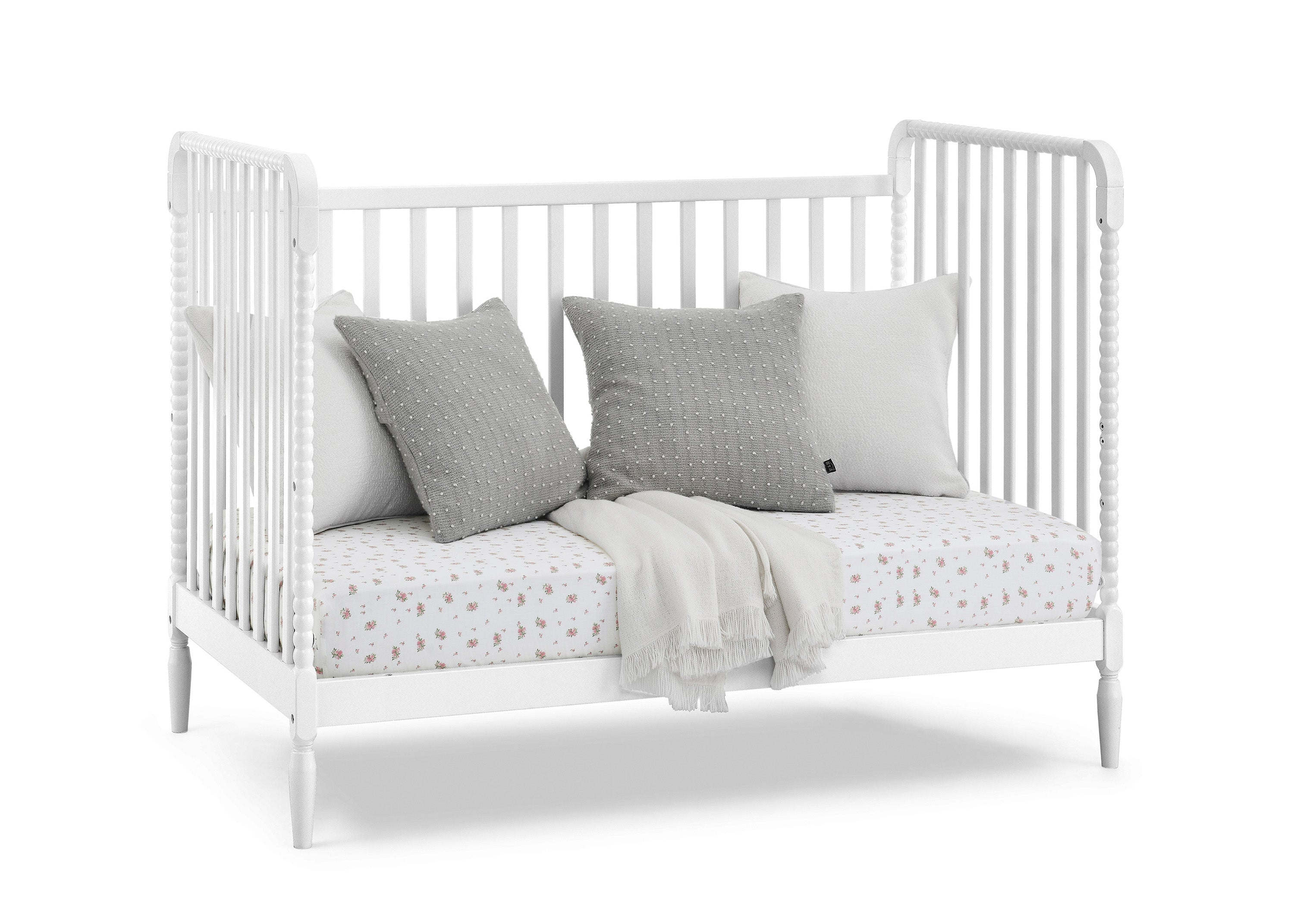 Lily 4-in-1 Convertible Baby Crib - White Nursery Furniture for Newborn to Toddler Bed | Perfect for Modern Nursery, Bedroom & Daycare