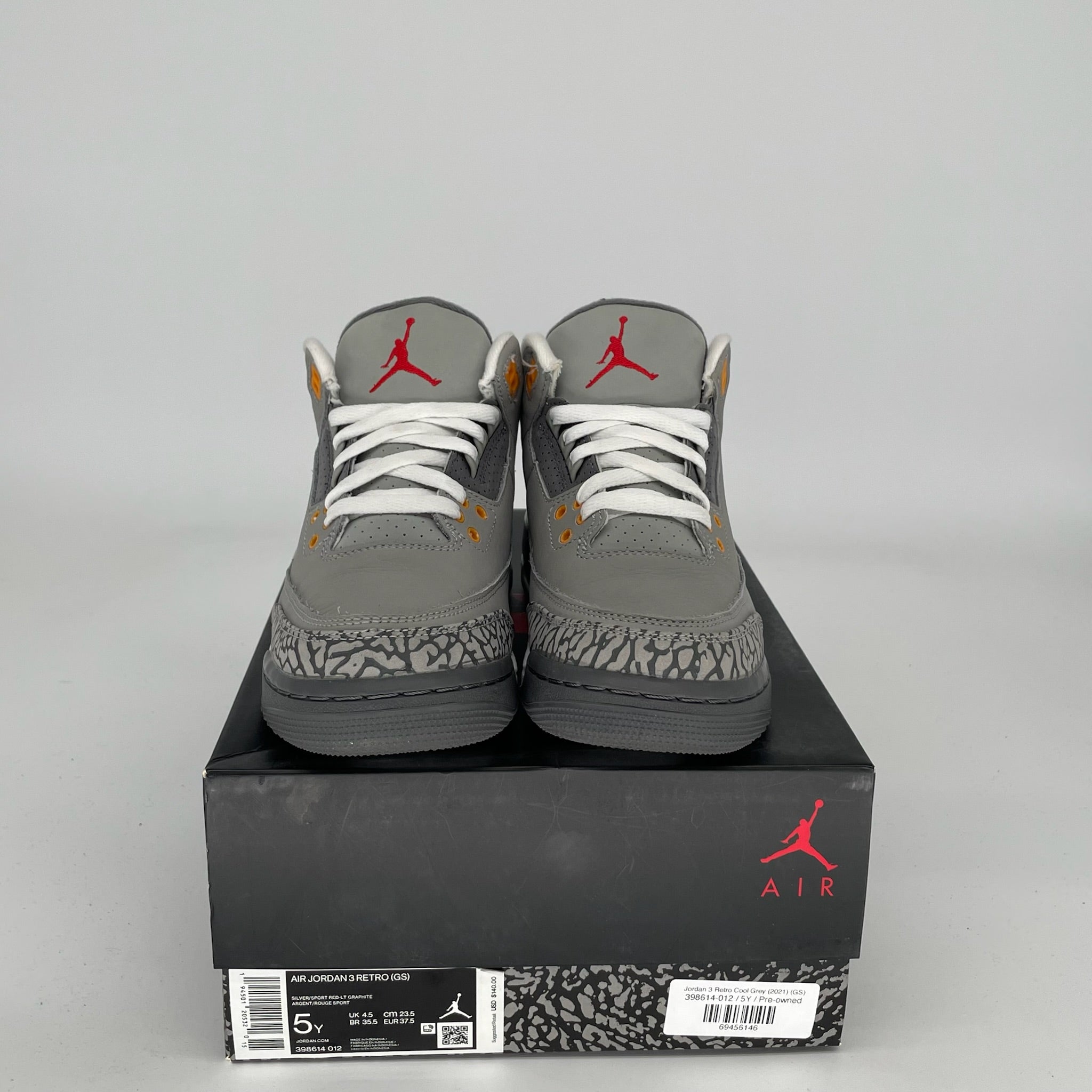 Air Jordan 3 Retro Cool Grey Size 5Y (398614-012) - Men's Basketball Shoes for Casual Wear & Street Style