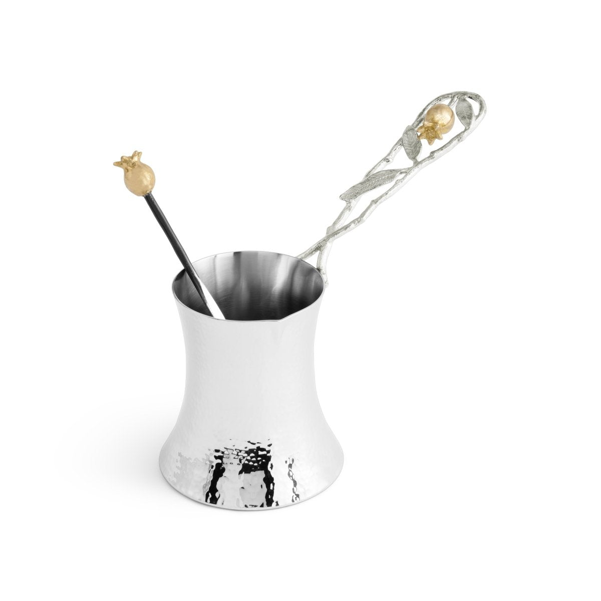 Premium Pomegranate Silver & Gold Coffee Pot & Kavat Coffee Gift Set - Elegant Coffee Brewing for Home, Office & Gifting