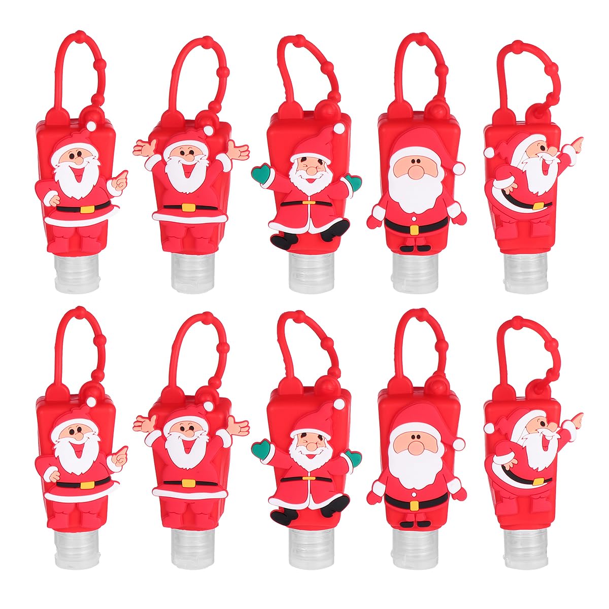 10PCS Christmas Travel Keychain Bottles - Refillable Squeeze Containers with Hand Holder for Kids & Adults | Perfect for Holiday Travel, Gifts & On-the-Go Essentials