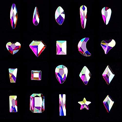 VERONNI Professional AB Crystal Rhinestones for Nail Art - Multi Shape Glass Gems with Wax Pen, Mix Sizes Nail Decorations in Storage Box | Perfect for DIY Manicure, Nail Salon, Wedding & Party Nail Designs