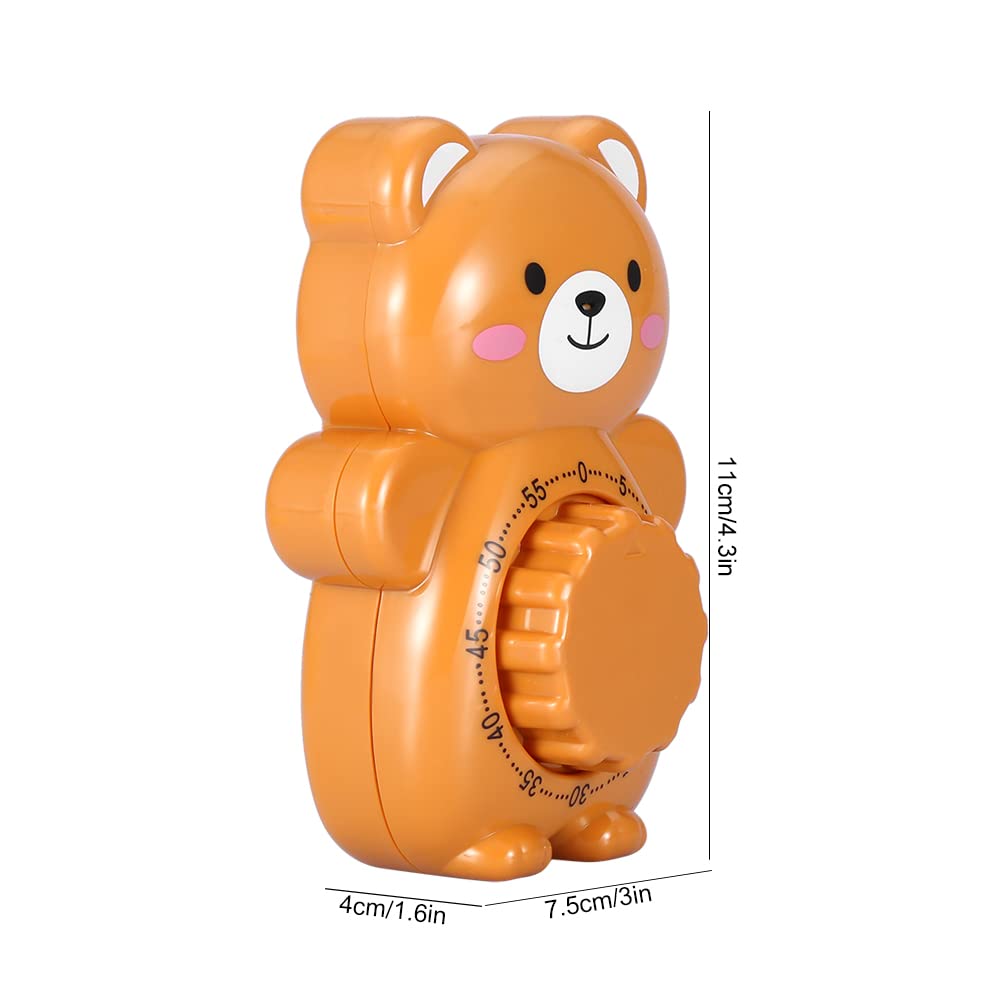 Cute Bear Mechanical Kitchen Timer - Manual Alarm for Cooking & Baking