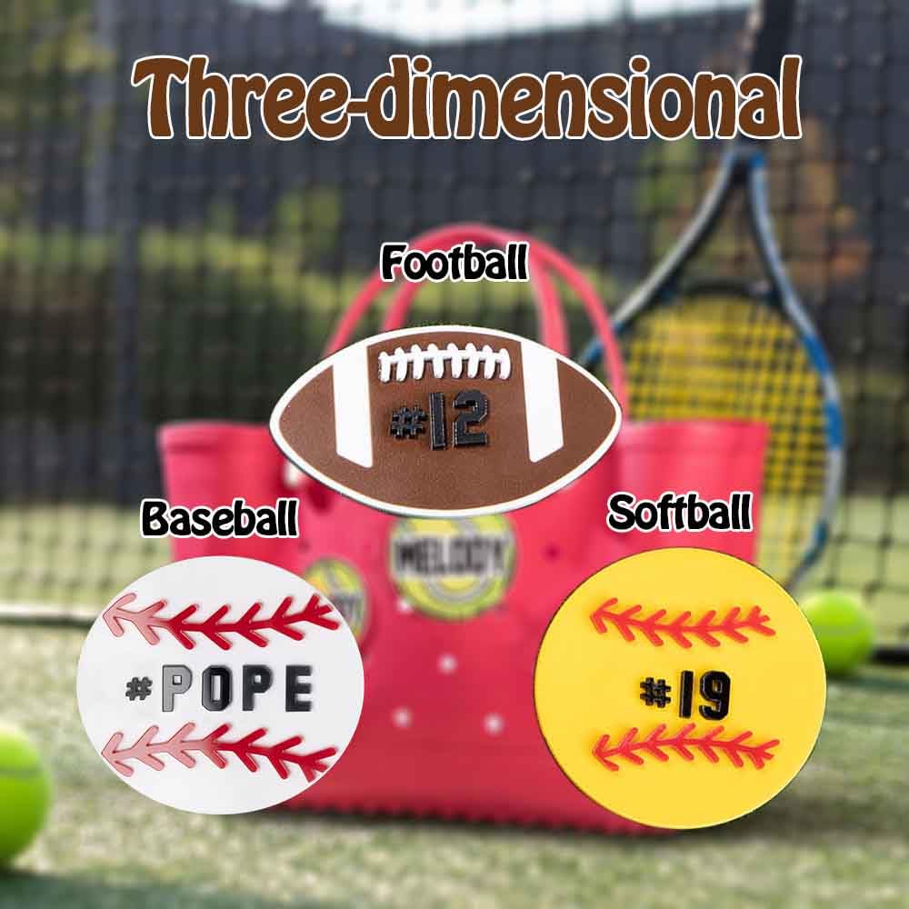 Custom Personalized Sports Bag Charms with Name & Number - Acrylic Baseball Football Keychain for Sports Lovers - Perfect Birthday Gift for Athletes & Team Fans - Great for Backpacks, Gym Bags & Sports Equipment Accessories
