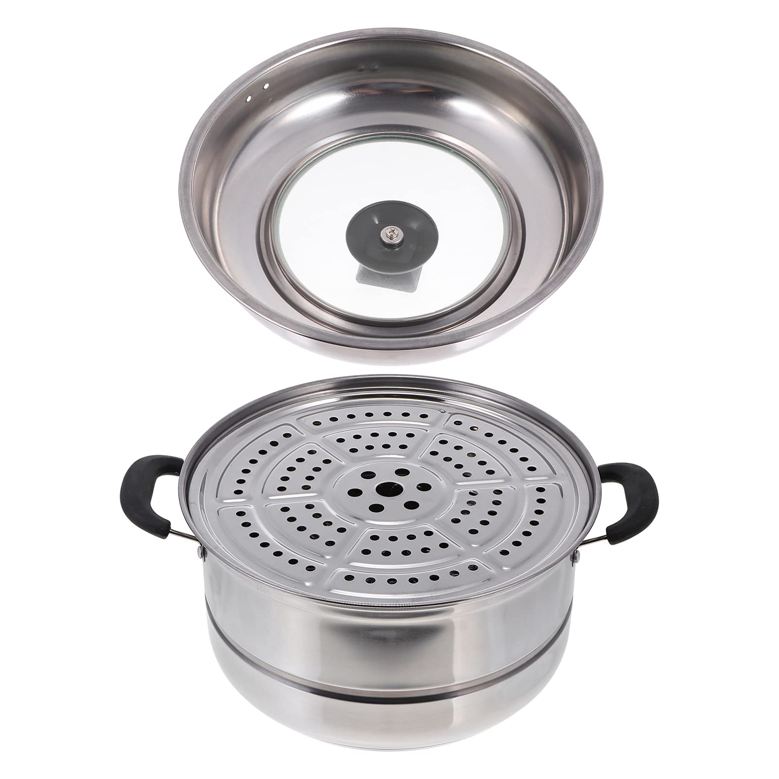 DOITOOL Stainless Steel Steamer Pot with Lid - Ceramic Soup Bowl & Glass Double Boiler for Crab, Fish, Vegetables - Multi-Function Cookware for Cooking, Braising, Steaming Noodles | Perfect for Home Kitchen, Restaurants & Asian Cuisine