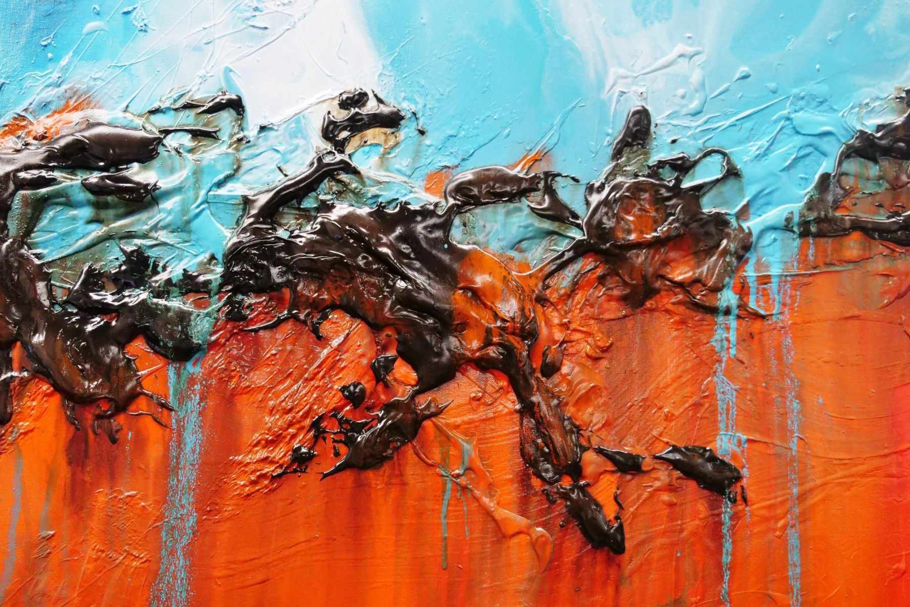 Outback Vibes 160cm x 100cm Orange Blue Textured Abstract Canvas Art - Modern Wall Decor for Living Room, Bedroom & Office