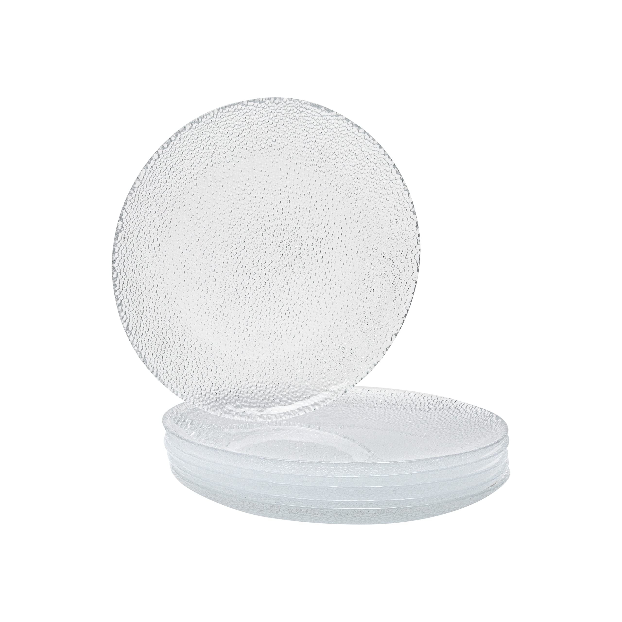 Vikko 8.5 Inch Glass Salad Plates Set of 6 - Elegant Textured Dessert & Appetizer Plates for Special Occasions, Dishwasher Safe - Perfect for Dinner Parties, Weddings, and Holiday Entertaining