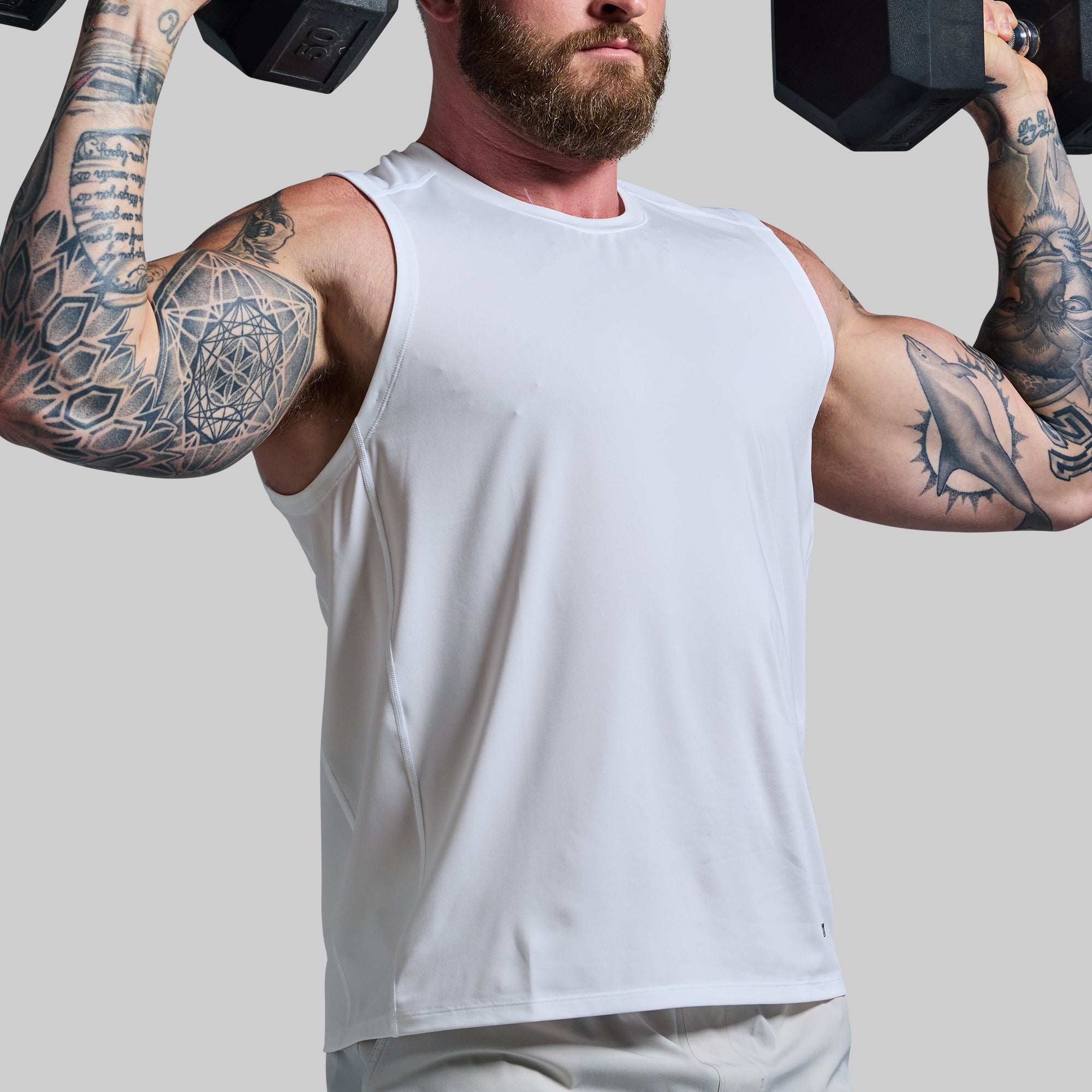 Men's Workout Muscle Tank Top - Breathable White Gym Shirt for Weightlifting & Running | Perfect for Fitness Training & Casual Wear