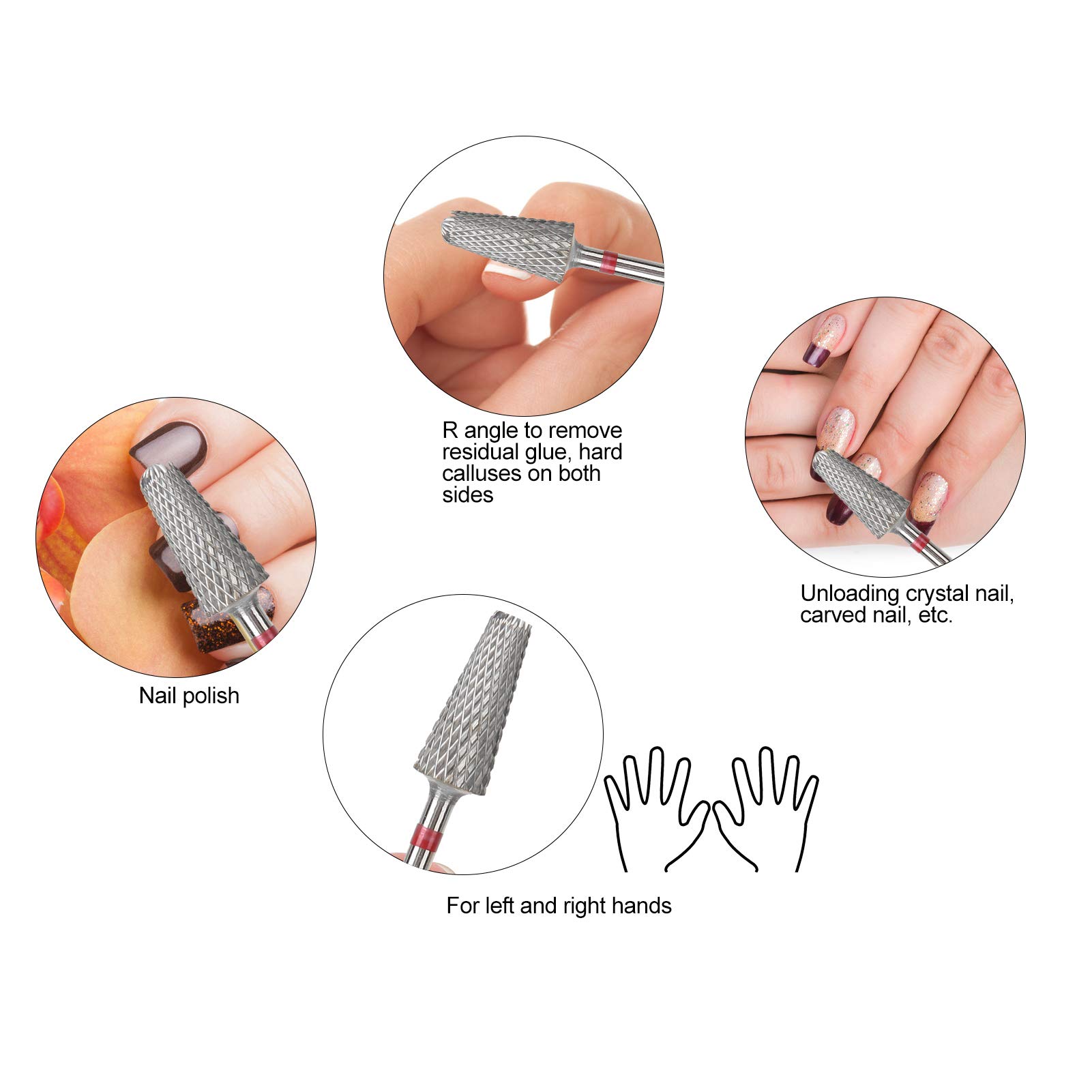 5pcs Tungsten Steel Nail Drill Bits Set - 3/32 Inches Professional Manicure Tools for Acrylic & Gel Nails, Cuticle Removal & Nail Filing - Perfect for Electric Nail Drill Machines - At-Home Salon & Professional Nail Care