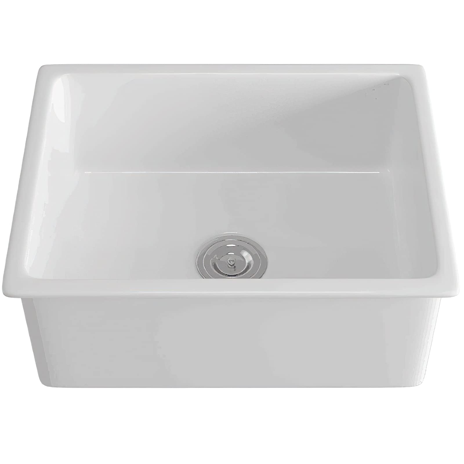 Enbol 24-Inch Undermount Kitchen Sink - 18x24 Inch White Porcelain Single Bowl Sink with Strainer for Modern Kitchens | PU2318 | Perfect for Food Prep, Dishwashing & Small Space Homes