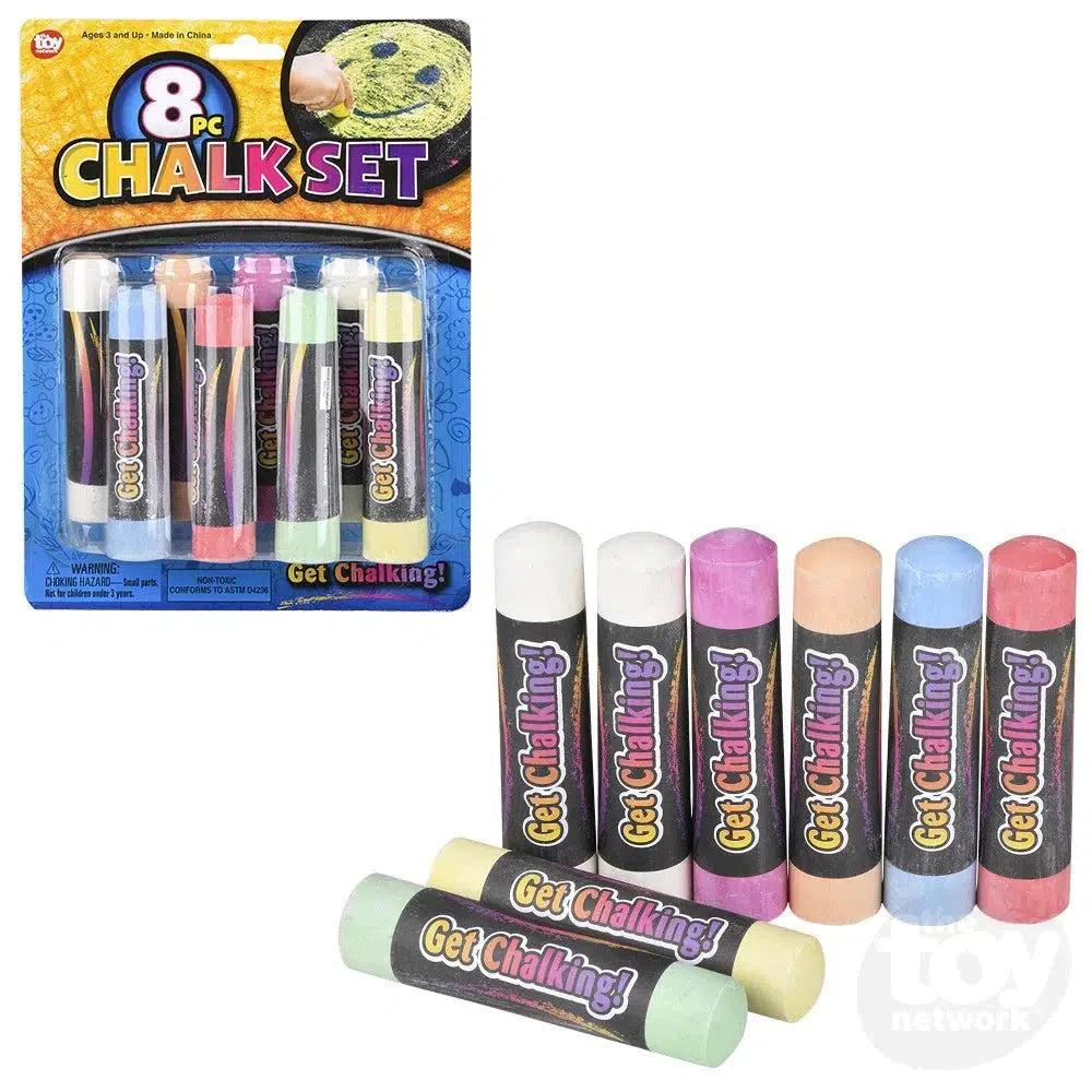 7.5 Inch Chalk Set - 8 Pieces Non-Toxic Dustless Chalk for Kids, Teachers & Artists - Perfect for Classroom, Sidewalk Art & Chalkboard Writing