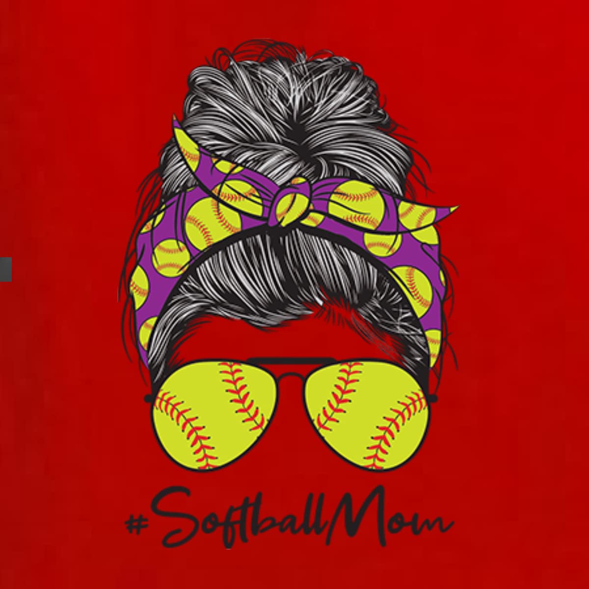 Messy Bun Softball Mom Racerback Tank Top - Comfortable & Stylish for Game Day, Mother's Day & Sports Lovers | Perfect for Baseball Games, Cheering & Casual Wear