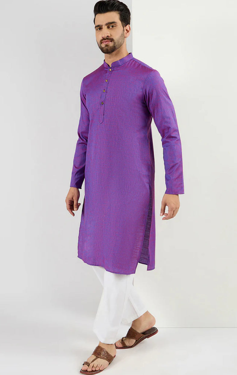 Stylish Purple Cotton Solid Woven Straight Kurta for Women | Comfortable Ethnic Wear for Festivals, Parties & Daily Wear