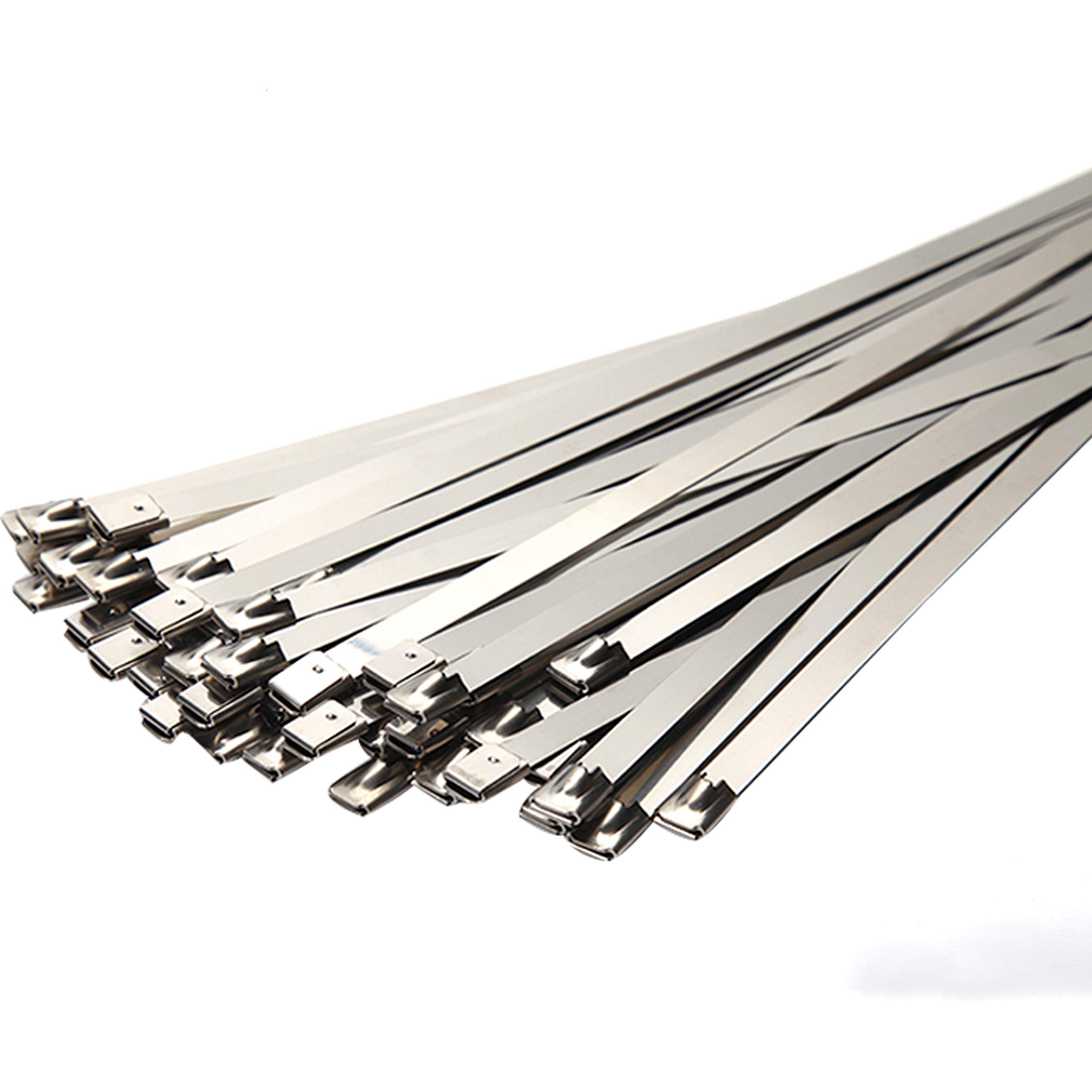 SYD 12-Inch Heavy Duty 304 Stainless Steel Cable Ties (100-Pack) - Natural Finish for Outdoor, Industrial & Home Organization